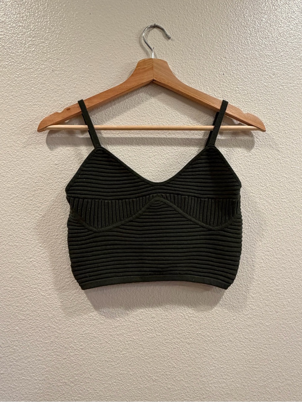 3/$15 aerie Dark Green Ribbed Cropped Tank